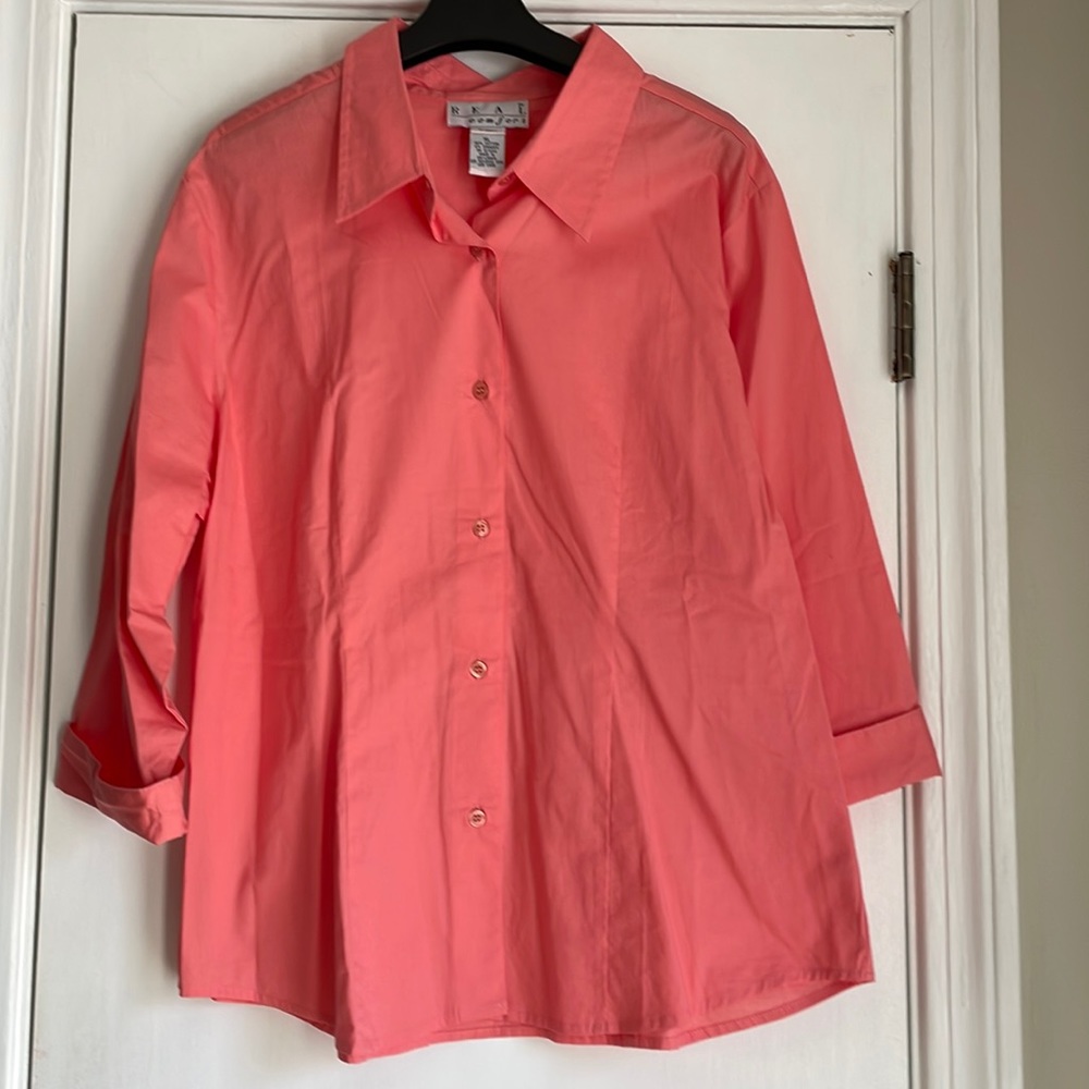 Real Comfort by Chadwick’s Salmon Button Down Blouse XL